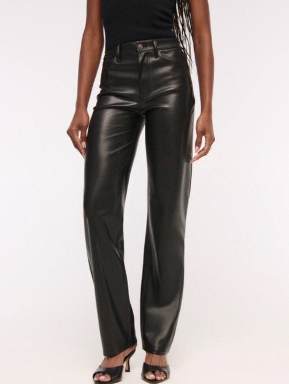 A & F 90s Relaxed High Rise Faux Leather Pants Wide Leg